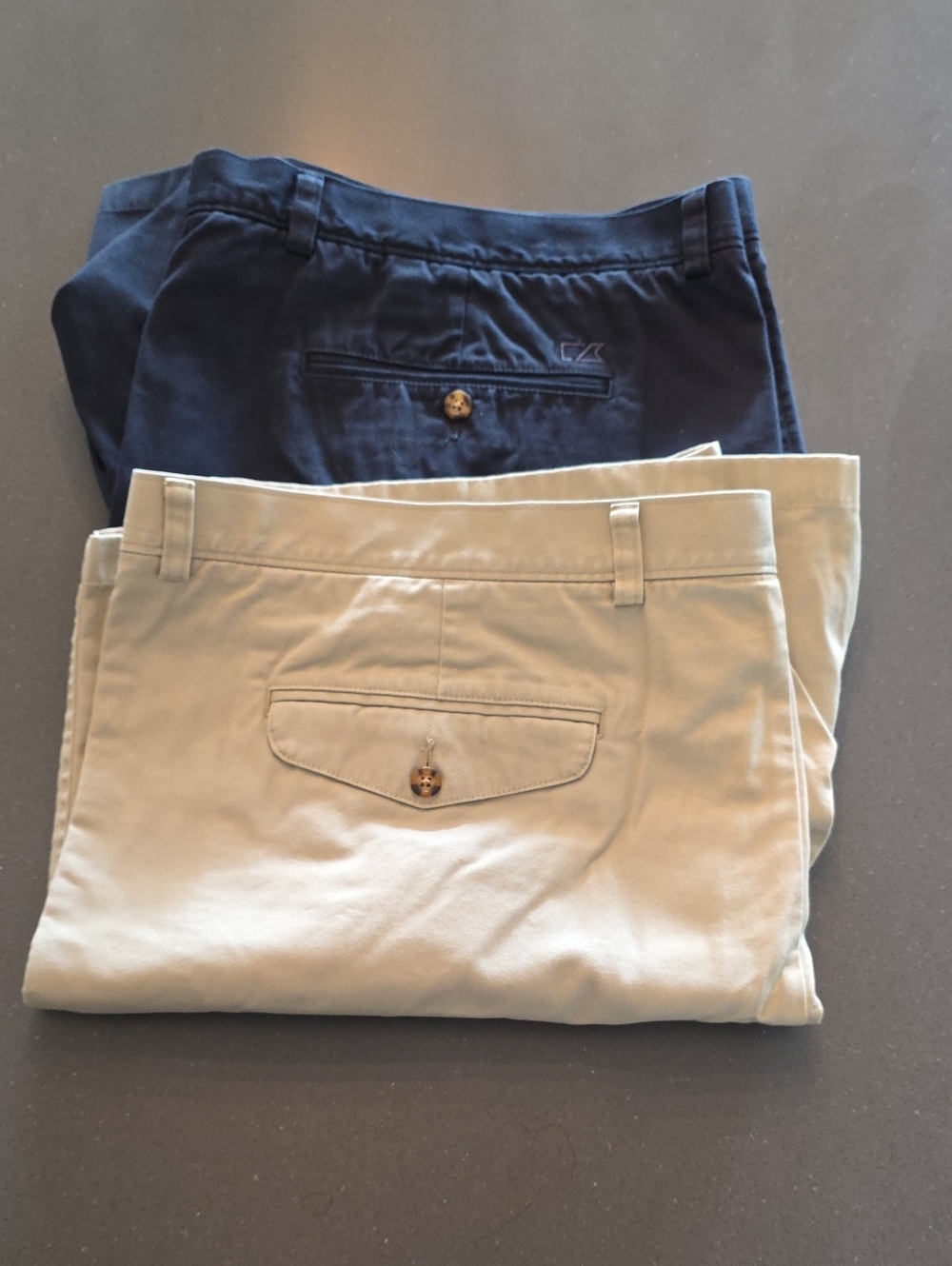 Cutter & Buck Men's Deck Shorts 50"  2 Pair Black and Tan.